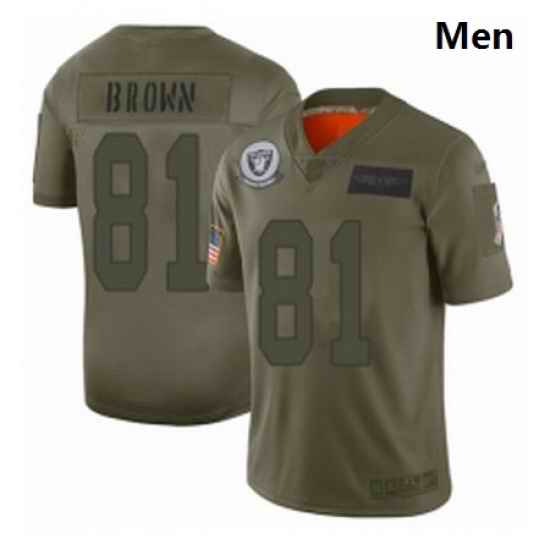 Men Oakland Raiders 81 Tim Brown Limited Camo 2019 Salute to Service Football Jersey